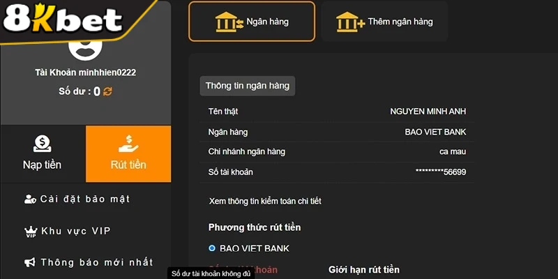 Các bước rút tiền được đánh giá đơn giản và cực kỳ tiện lợi